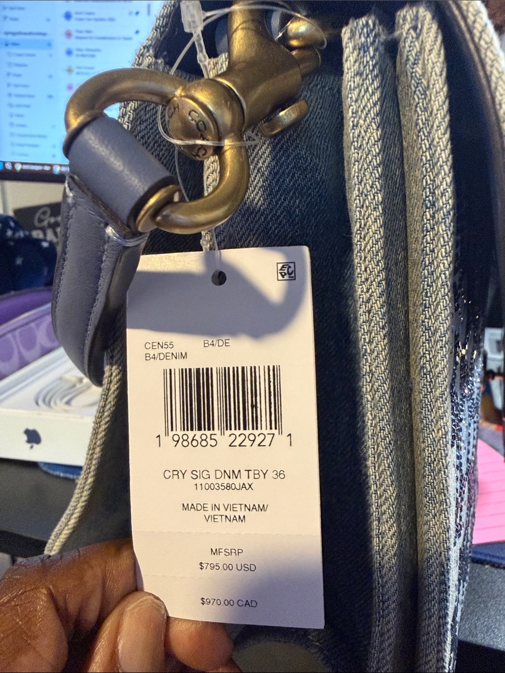 Coach Blue Denim Monogram Wallet with Gold-Tone Hardware - Picture 2 of 10
